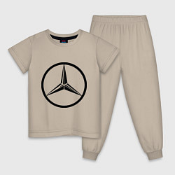 Пижама хлопковая детская Mercedes-Benz logo, цвет: миндальный