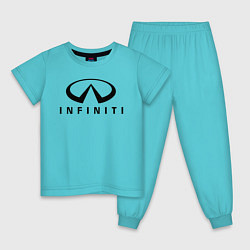 Пижама хлопковая детская Infiniti logo, цвет: бирюзовый
