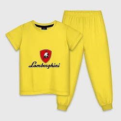 Пижама хлопковая детская Logo lamborghini, цвет: желтый