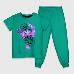 Пижама хлопковая детская Krokus Flower, цвет: зеленый