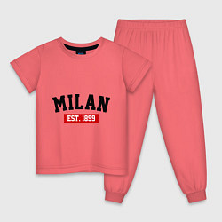 Пижама хлопковая детская FC Milan Est. 1899, цвет: коралловый