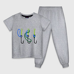 Пижама хлопковая детская Рыболовный узел, цвет: меланж