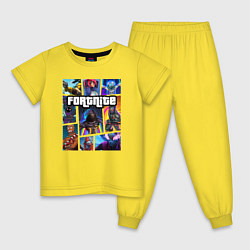 Пижама хлопковая детская Fortnite GTA, цвет: желтый