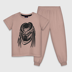 Пижама хлопковая детская Хищник, цвет: пыльно-розовый