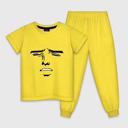 Пижама хлопковая детская Лицо в стиле аниме, цвет: желтый
