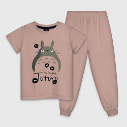 Пижама хлопковая детская My Neighbor Totoro, цвет: пыльно-розовый