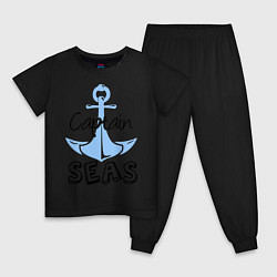Пижама хлопковая детская Captain seas, цвет: черный