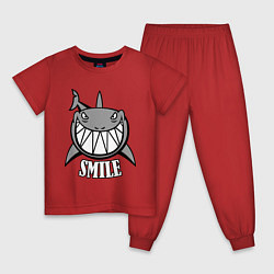 Пижама хлопковая детская Shark Smile, цвет: красный