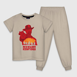 Пижама хлопковая детская Red Dead Redemption 2, цвет: миндальный