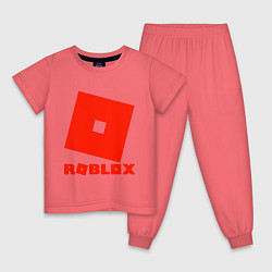 Пижама хлопковая детская Roblox Logo, цвет: коралловый