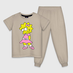 Пижама хлопковая детская Лиза милашка, цвет: миндальный