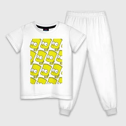 Пижама хлопковая детская Барт Симпсон: узор, цвет: белый