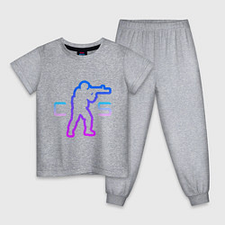 Пижама хлопковая детская CS - логотип с бойцом, цвет: меланж