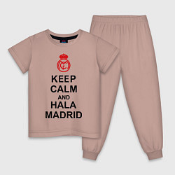 Пижама хлопковая детская Keep Calm & Hala Madrid, цвет: пыльно-розовый
