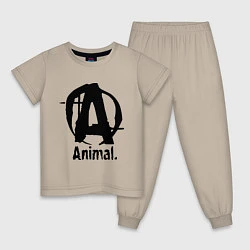 Пижама хлопковая детская Animal Logo, цвет: миндальный