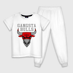 Пижама хлопковая детская Gangsta Bulls, цвет: белый