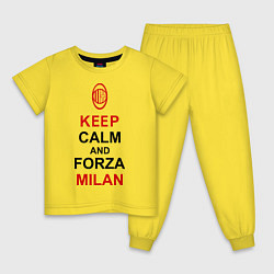 Пижама хлопковая детская Keep Calm & Forza Milan, цвет: желтый