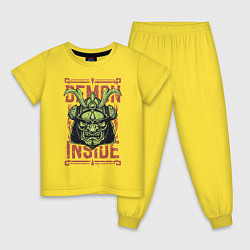 Пижама хлопковая детская Demon inside, цвет: желтый