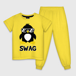 Пижама хлопковая детская SWAG Penguin, цвет: желтый