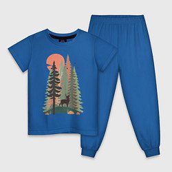 Пижама хлопковая детская Forest Adventure, цвет: синий