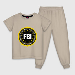 Пижама хлопковая детская FBI Departament, цвет: миндальный