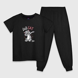 Пижама хлопковая детская Dab Cat, цвет: черный