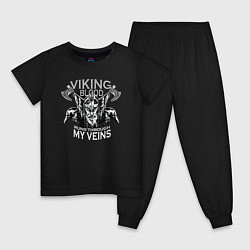 Пижама хлопковая детская Viking Blood, цвет: черный