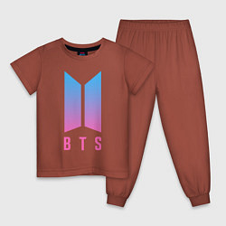 Пижама хлопковая детская BTS: Neon V, цвет: кирпичный