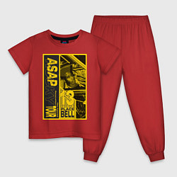 Пижама хлопковая детская ASAP Rocky: Place Bell, цвет: красный