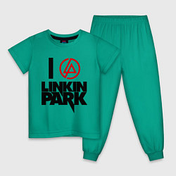 Пижама хлопковая детская I love Linkin Park цвета зеленый — фото 1