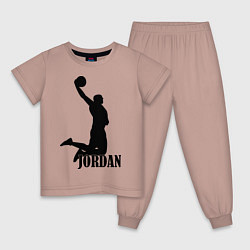 Пижама хлопковая детская Jordan Basketball, цвет: пыльно-розовый