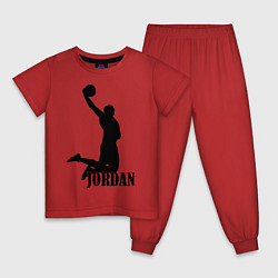 Пижама хлопковая детская Jordan Basketball, цвет: красный