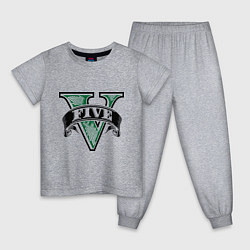 Пижама хлопковая детская GTA V: Logo, цвет: меланж