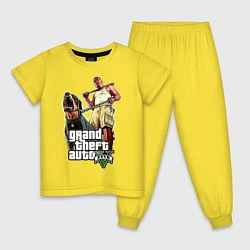 Пижама хлопковая детская GTA 5: Man & Dog, цвет: желтый
