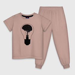 Пижама хлопковая детская Светлый разум, цвет: пыльно-розовый