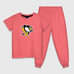 Пижама хлопковая детская Pittsburgh Penguins: Evgeni Malkin, цвет: коралловый