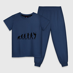 Пижама хлопковая детская Эволюция рока, цвет: тёмно-синий