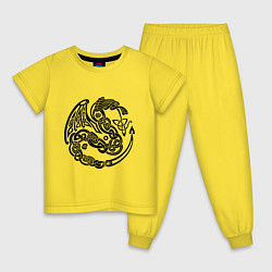 Пижама хлопковая детская Кельтский дракон, цвет: желтый