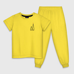 Пижама хлопковая детская Москва-чёрный логотип, цвет: желтый