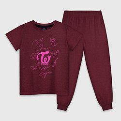 Пижама хлопковая детская TWICE АВТОГРАФЫ, цвет: меланж-бордовый