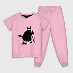 Пижама хлопковая детская What cat, цвет: светло-розовый