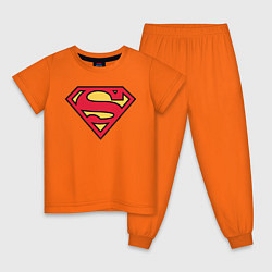 Пижама хлопковая детская Superman logo цвета оранжевый — фото 1
