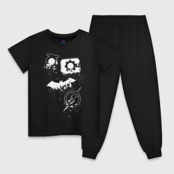 Пижама хлопковая детская Логотипы Justice League, цвет: черный