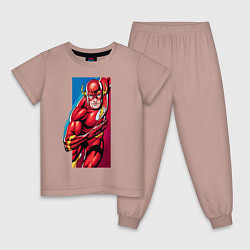 Пижама хлопковая детская Flash, Justice League, цвет: пыльно-розовый