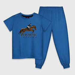 Пижама хлопковая детская HORSE RIDING, цвет: синий