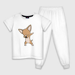 Пижама хлопковая детская Dabbing Dog, цвет: белый