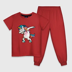 Пижама хлопковая детская Единорог, цвет: красный