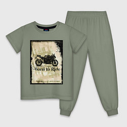 Пижама хлопковая детская Born to Ride, цвет: авокадо