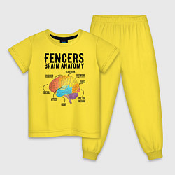 Пижама хлопковая детская Fences Brain Anatomy, цвет: желтый