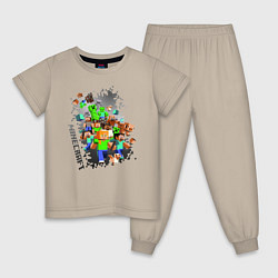 Пижама хлопковая детская Minecraft, цвет: миндальный